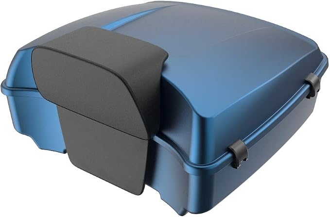 Advanblack Road Glide Tour Trunk Pack Legend Blue Denim Chopped Tour Trunk Pack Backrest Pad for '97-'25 Harley Touring Road King Street Glide Electra Glide CVO models