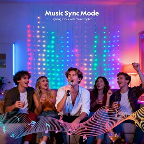JMEXSUSS 400 LED Smart Curtain Lights for Halloween and DIY Fun, 6.5x6.5 ft