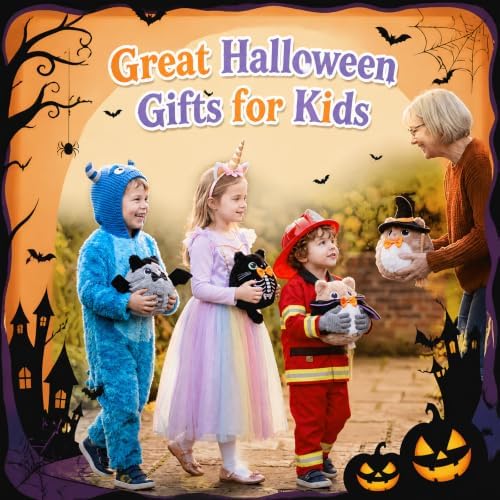 Soulchen 4 Pcs 8 Inch Halloween Stuffed Animal Plush Cat Toys Bulk