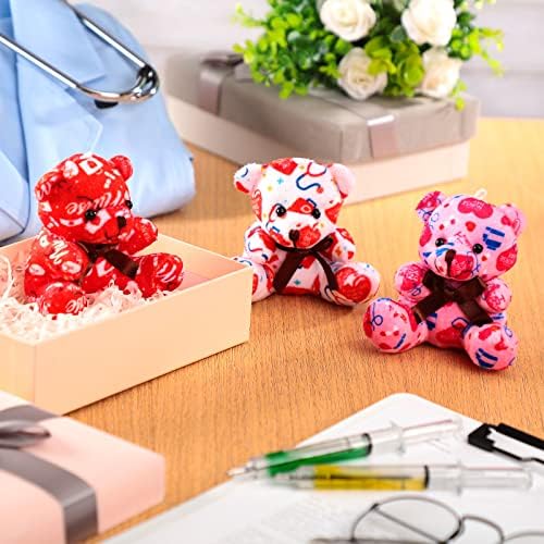 18 Pcs Nurse Week Appreciation Gifts Stuffed Bears Bulk Small Nurses Day Plush Bear 4 Inch Mini Plush Stuffed Animals with Syringe Stethoscope First Aid Kit Pattern for Nurse Graduation Gifts 2026