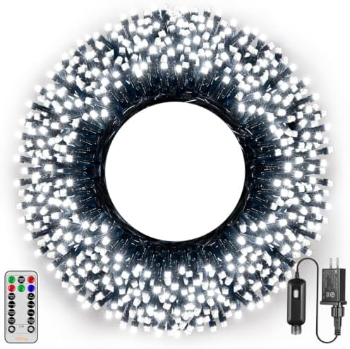 Ollny 500LED 164FT Long Christmas Tree Lights with 8 Modes Remote Timer IP44 Waterproof, Outdoor Christmas Lights for Tree House Yard Outside Xmas Decorations White