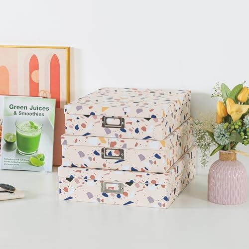 Soul & Lane - Cardboard Storage Boxes with Lids, Set of 3, Terrazzo
