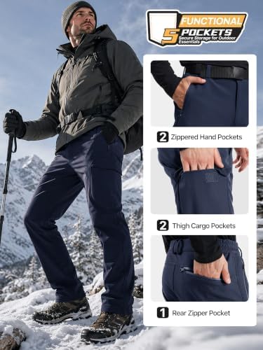 FREE SOLDIER Men's Outdoor Softshell Snow Ski Pants