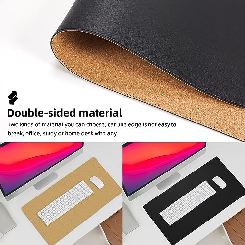AFIING Desk Mat, Black, 31.5" x 17", Cork Desk Pad Protector