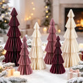 SUNBEAUTY Honeycomb Paper Christmas Tree, Foldable 3D Honeycomb Trees Table Centerpiece, Vintage Reusable Table Decor for Xmas Holiday Modern Home Mantel Decor
