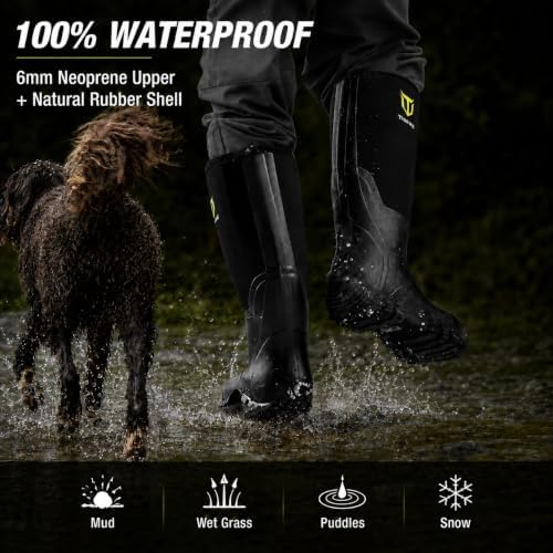 TIDEWE Rubber Boots for Men, Waterproof Rain Boots with Steel Shank