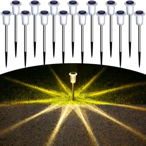 DenicMic Solar Garden Lights Outdoor Waterproof Warm White LED 15 Pack