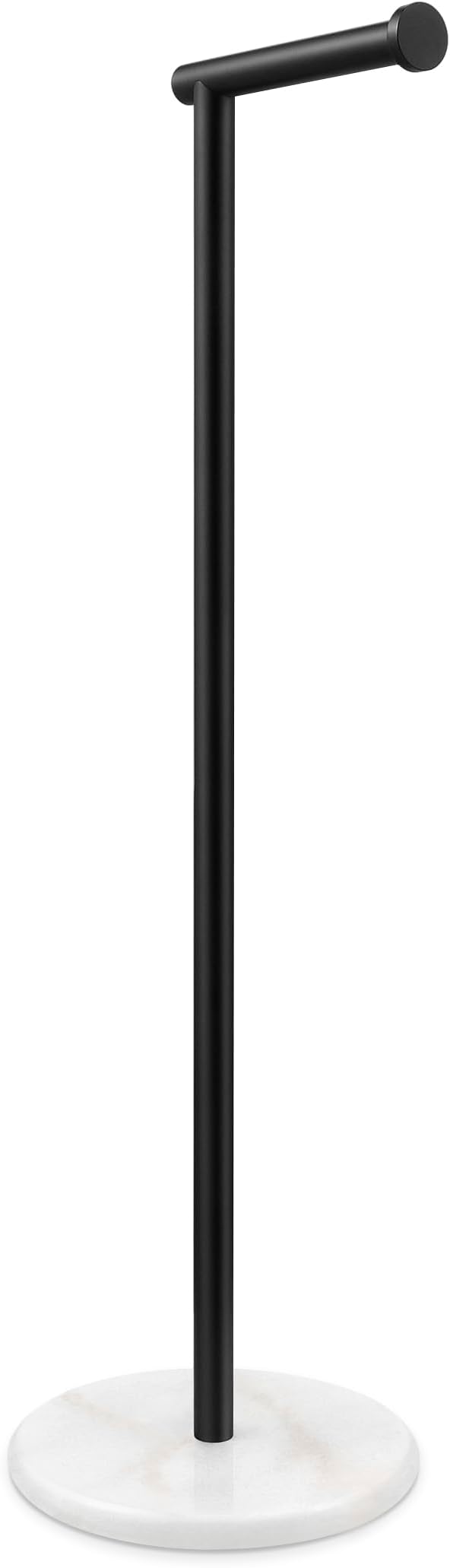 KES Extra High Black Toilet Paper Holder Freestanding 26", Toilet Paper Holder Stand with Natural Marble Base, Floor Free StandingToilet Paper Holder 18/8 Stainless Steel Matte Black, BPH284S66-BK