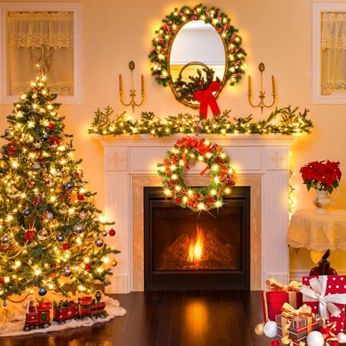KNONEW Christmas String Lights Indoor Plug in,60FT 180LED Outdoor Waterproof Fairy Lights,8 Lighting Modes,Timer Memory Function for Bedroom Patio Balcony Party (Warm White)