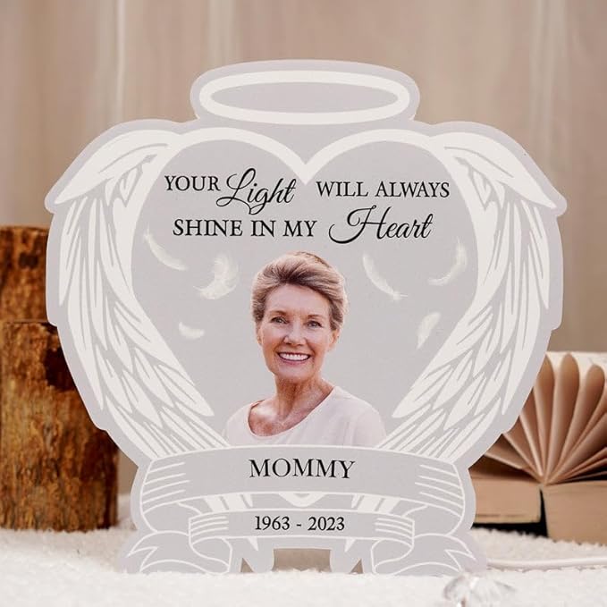 WANDER PRINTS Personalized Custom Shaped Photo Light Box - Memorial Keepsake, Father’s Day Remembrance Gift Idea, LED Night Light, Sympathy Tribute Decor - Custom Photo Always Shine In My Heart