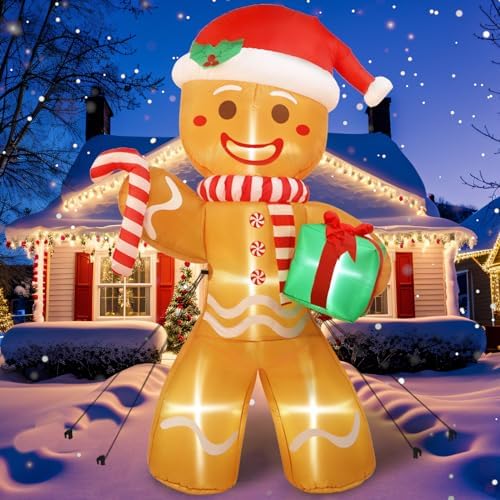 OurWarm 8FT Christmas Inflatables Outdoor Gingerbread Inflatable for Yard