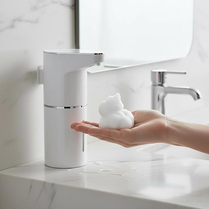 Automatic Touchless Foam Soap Dispenser, Touchless, Rechargeable, 350ml, with Adjustable 3-Speed Foam & Motion Sensor