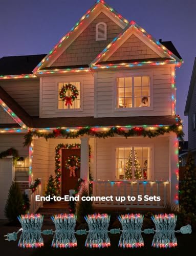 Multi-Colored Christmas Lights, 60FT 300 Count Incandescent Mini String Lights, Connectable Waterproof Fairy Light Christmas Decorations for Indoor Outdoor Xmas Tree Garland Garden Patio Party Decor