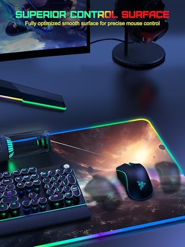 5-in-1 RGB Mouse Pad with 15W Wireless Charging, Keyboard Pad for Desk