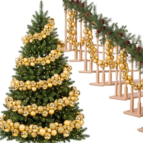Silipull 5 Pcs 2.3 ft Large Christmas Ball Garland Ornaments, Gold