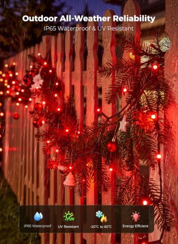 6 Pack 600LED Solar Christmas Lights Outdoor Waterproof, Red 240 FT