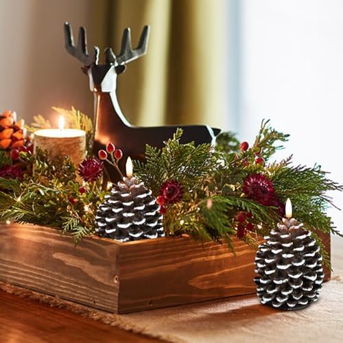 Wondise Pine Cone Flameless Candles with 6H Timer