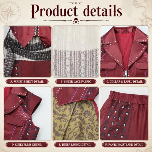 Kids 3 Pieces Set Villain Pirate Princess Hazel Outfits 4-12Y