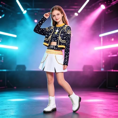 Golden Pop Singer Costume Kids Girls Halloween Costumes Outfit Set