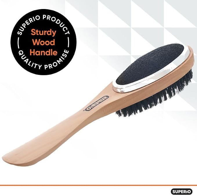 Superio Lint Brush for Clothes,12-Pack,3 in 1 Garment Brush - Double Sided Wood Handle,Clothes Brush,Lint Brush for Suit,Wool Coat,Removes Pet Lint and Dust and Shoe Horn