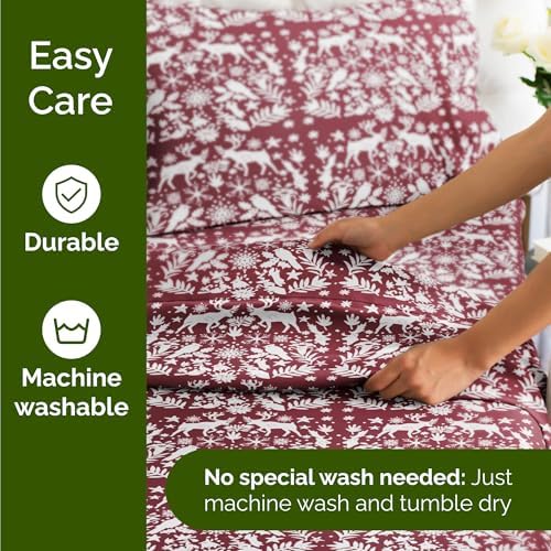 Christmas Sheet Set, Nordic, Festive Holiday Xmas Bedding Set - King Size