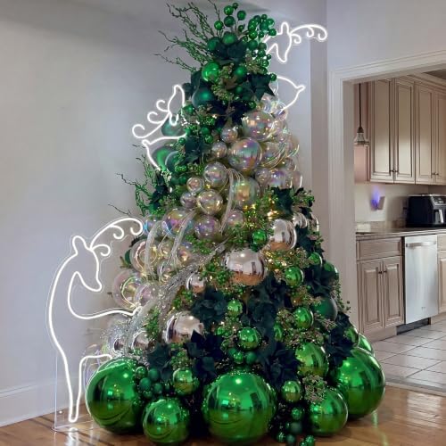 Threan 10 Inch Large Emerald Green Shiny Christmas Ball Ornaments