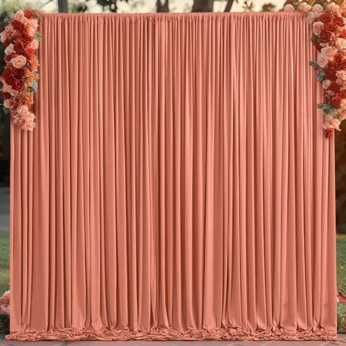 10x10 Rust Backdrop Curtain for Parties Wedding Wrinkle Free Red Photo Curtains Backdrop Drapes Fabric Decoration for Birthday Party Baby Shower Christmas 5ft x 10ft,2 Panels