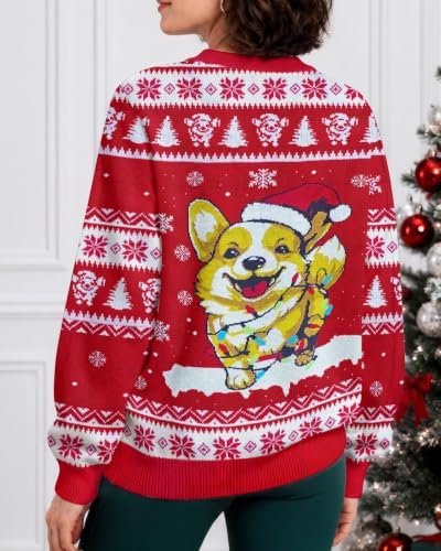 34HD Ugly Xmas Sweater–Funny Knit Christmas Sweater for Women & Men 2025, Long Sleeve Crewneck Holiday Pullover, Unisex Gift