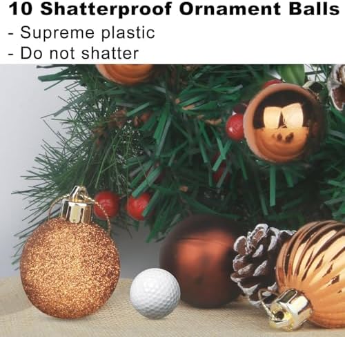 Orange Bronze 3.2" Large Christmas Balls - Christmas Tree Decoration Ornaments Shatterproof Hanging Balls for Birthday Halloween Holiday Wedding Decorations Set of 10pcs