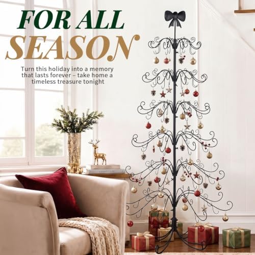 Karl Home 6 ft Wrought Iron Bow-Top Ornament Display Tree, Black