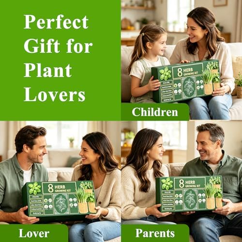 Indoor Herb Garden Kit, Culinary Herb Starter Kit with Seeds & Tools for Beginners, Kitchen Decor, House Warming Gifts for New Home, for Christmas, Ultimate Birthday Gifts for Women Men Mom Dad