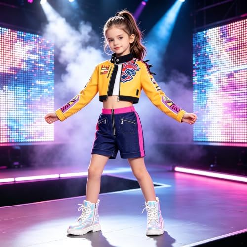 Pop Star Costume Kids Girls Fantasy Stage Outfit Halloween Costumes Set