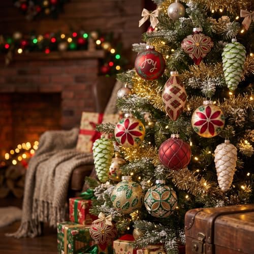 Valery Madelyn 10ct Christmas Glass Ornaments Tree Decorations Set