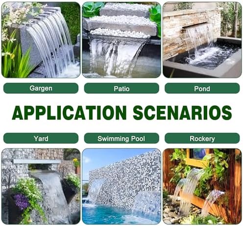 LONGRUN Waterfall Pool Fountain, Updated 5.9'' Wider Open Lip Stainless Steel Waterfall Spillway, Decorative Water Feature for Swimming Pools, Koi Ponds, Spa & Garden - 35.4''