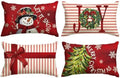 AVOIN colorlife Merry Christmas Let It Snow Joy Stripes Gift Box Red Throw Pillow Covers, 12 x 20 Inch Xmas Tree Holiday Cushion Case Decoration for Sofa Couch Set of 4