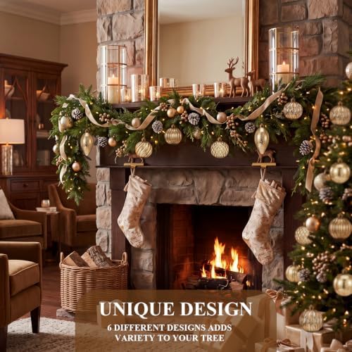 Syhood 18 Pcs Champagne Gold Christmas Mercury Glass Balls Ornaments