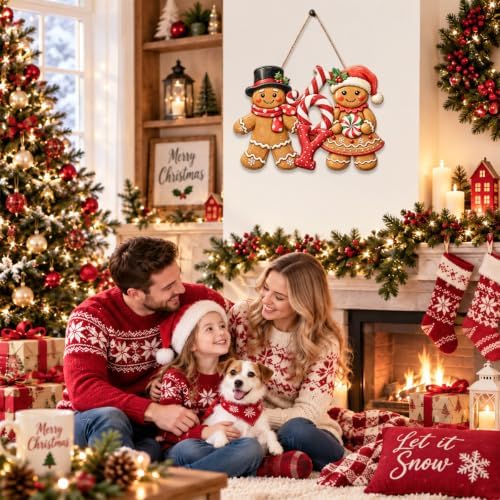 Gingerbread Christmas Decorations Joy Gingerbread Boy Girl Sign