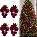 Thenshop 4 Pcs 12" Christmas Ball Ornament for Xmas Tree,Burgundy
