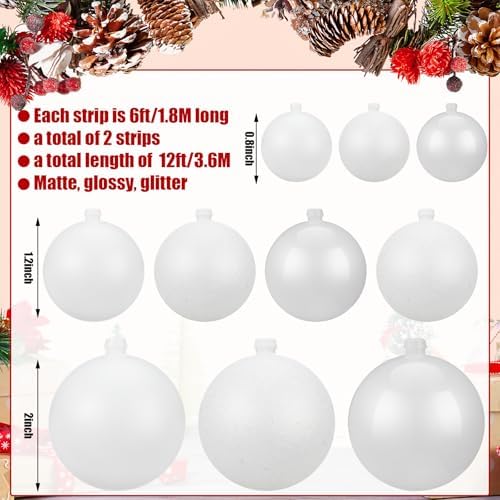 2 Pcs 6 ft Christmas Ball Ornament Garland, White