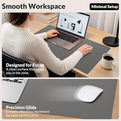 AFIING Cork Desk Mat, Dark Grey, 35.4" x 17",Desk pad Protector