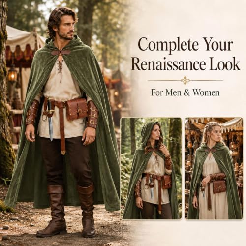 Renaissance Costume for Men, Viking Cloak Set, Ren Faire Halloween