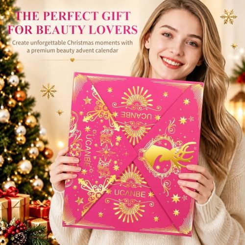 UCANBE Makeup Advent Calendar 2026, 24-Day Christmas Full-Size Makeup Gift Set for Women & Teen Girls, Luxury Cosmetic & Skincare Countdown Calendar, Xmas Holiday Beauty Surprise Make Up Gift Kit