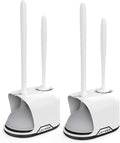 Lefree, 2 in 1 Toilet Brush and Plunger Set with Silicone Bristles, Plastic Material, Includes Holder, White/Black, for Deep Cleaning