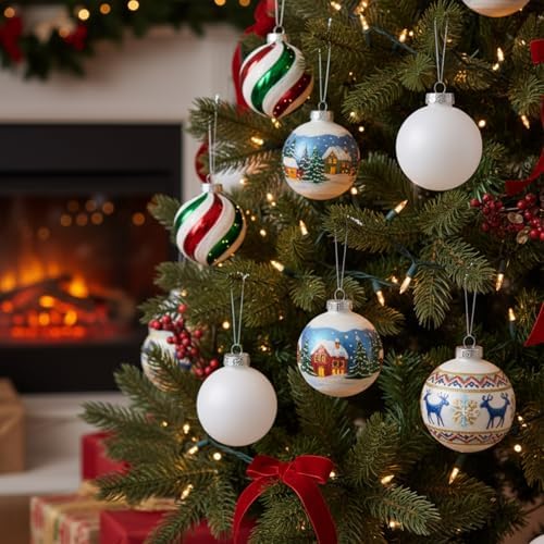 Zubebe 48 Pcs 3.15 Inch Blank White DIY Christmas Ball Ornaments for Craft