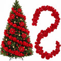 2 Pcs 6 ft Red Velvet Christmas Ball Ornament Garland