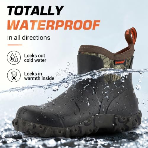 Showave Men's Ankle Rain Boots Waterproof Rubber Garden Boot Mud Booties