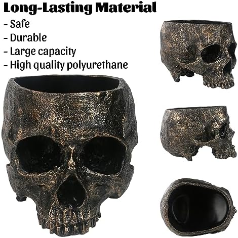 GameXcel Halloween Skull Candy Bowl - 8.5" Extra Large Candy Dish Holder