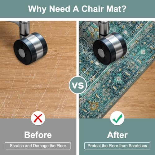 Anidaroel 36"x48" Chair Mat for Hardwood Floor/Tile Floor, Desk Chair Mats for Hard Floors, Under Desk Rug Protector for Rolling Chair, Computer Gaming Chair Mat, Low Pile Carpet Floor Mat