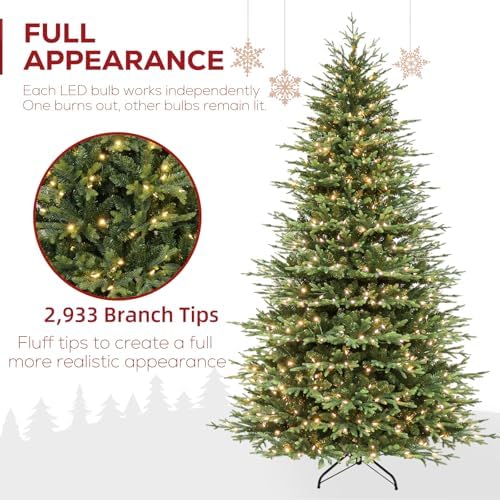 Hykolity 7.5 ft Prelit Christmas Tree with Realistic PE Foliage