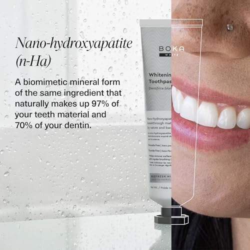 Boka Ela Mint, Whitening & Sensitive - Fluoride Free, Nano Hydroxyapatite Toothpaste for Tooth Sensitivity & Protection